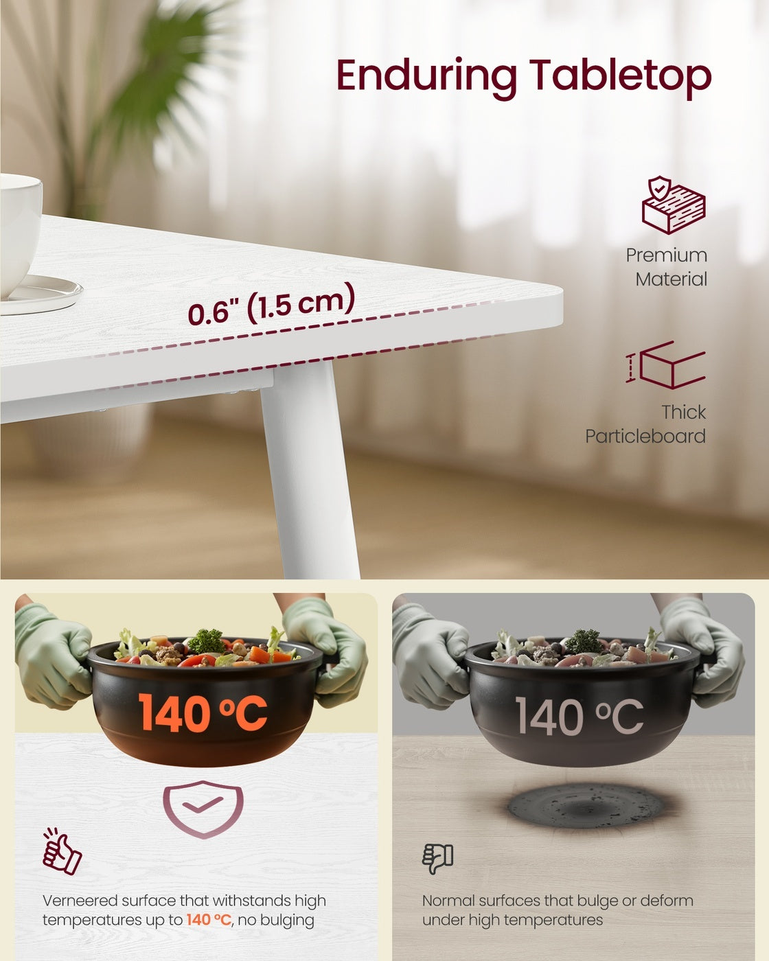 55.1" Dining Table For 4-6 People, Modern Kitchen Table - product photo 04