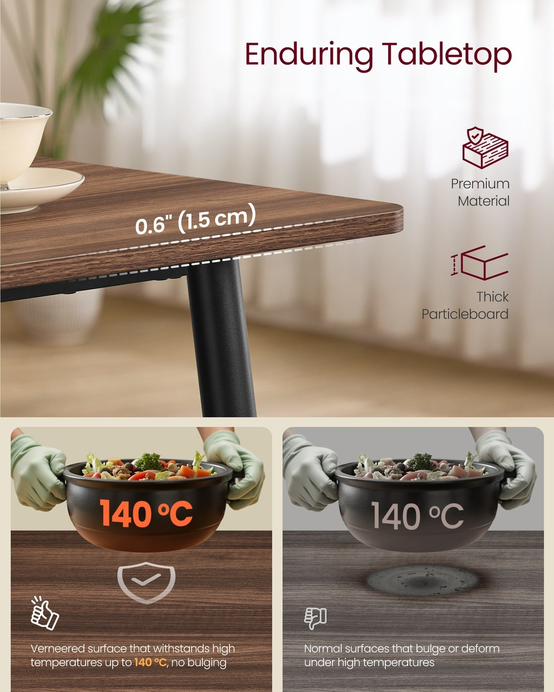 55.1 Inch Dining Table For 4 To 6 People, Modern Kitchen Table - product photo 10