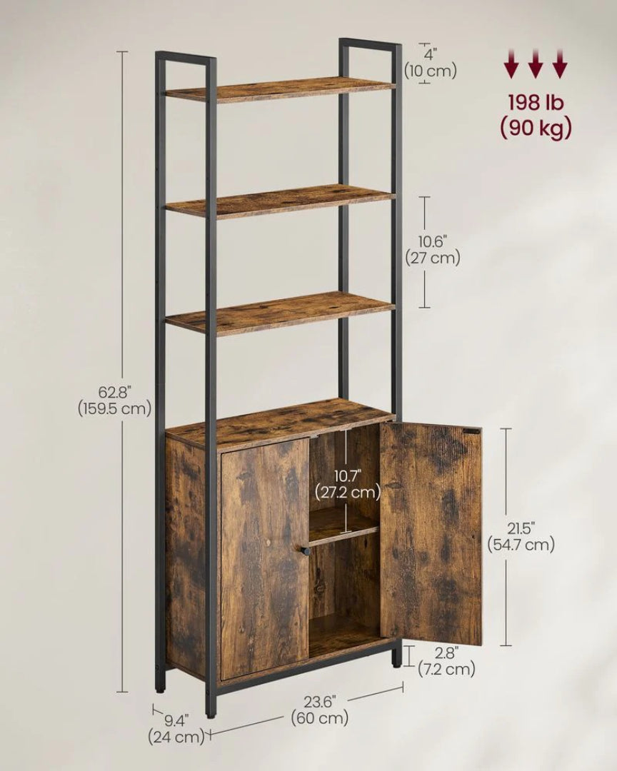 6 Tier Bookcase With Door And Adjustable Storage Shelves – product view 7 | Ridgefield Furniture