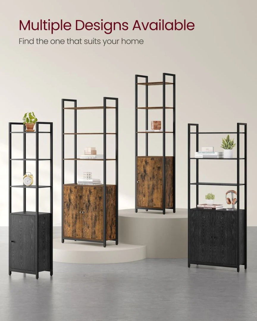 6 Tier Bookcase With Door And Adjustable Storage Shelves – product view 8 | Ridgefield Furniture