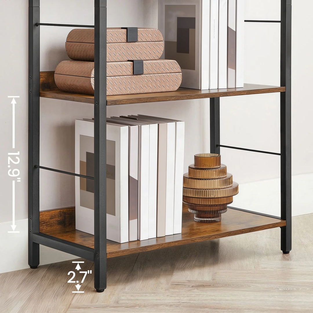 6 Tier Industrial Bookshelf With Steel Frame Storage Shelf – product view 6 | Ridgefield Furniture