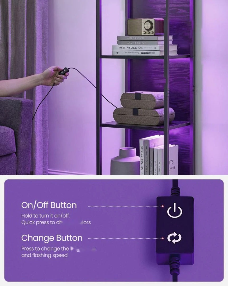 6 Tier LED Bookshelf With Dimmable Lights – product view 5 | Ridgefield Furniture