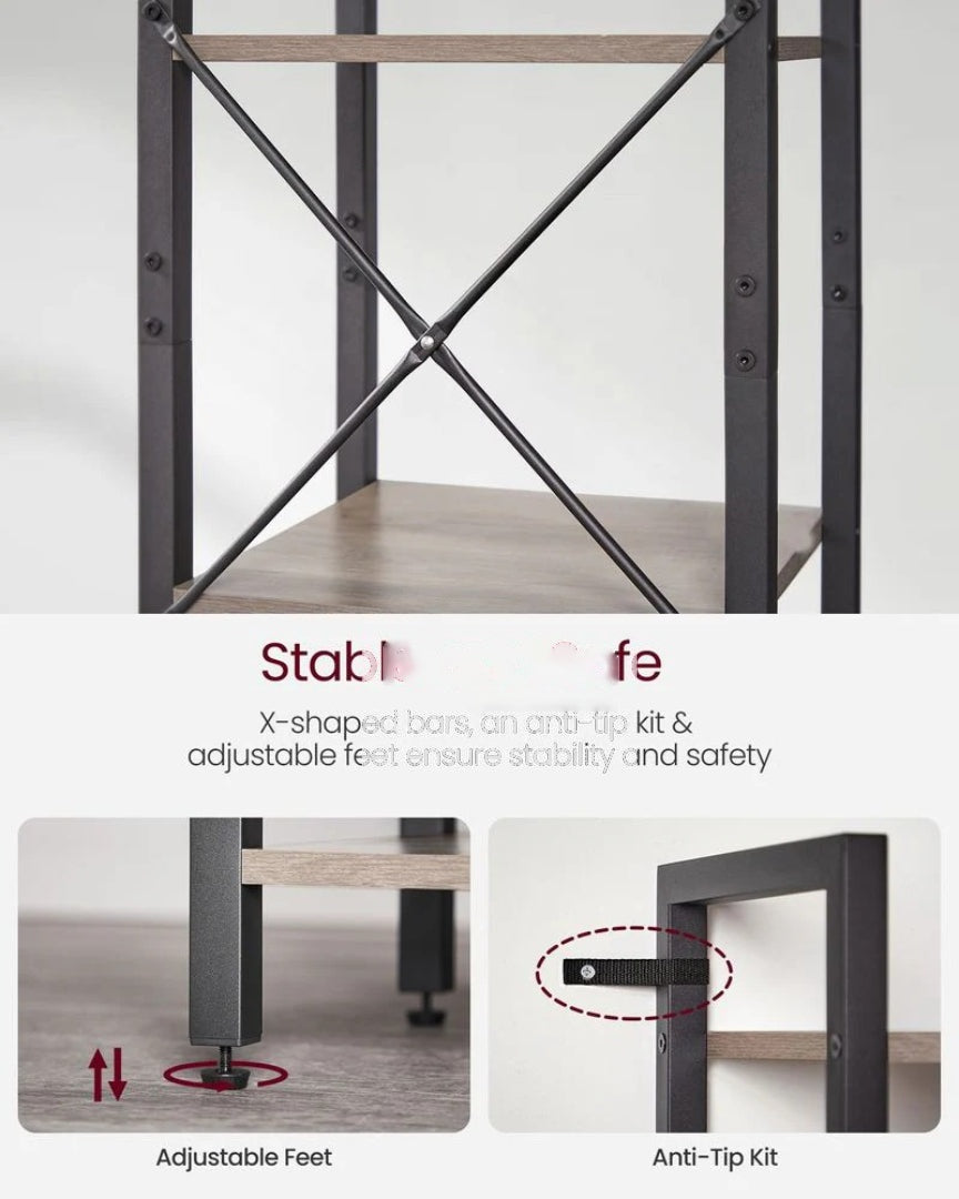 6 Tier Narrow Bookcase With Steel Frame Storage Shelf – product view 14 | Ridgefield Furniture