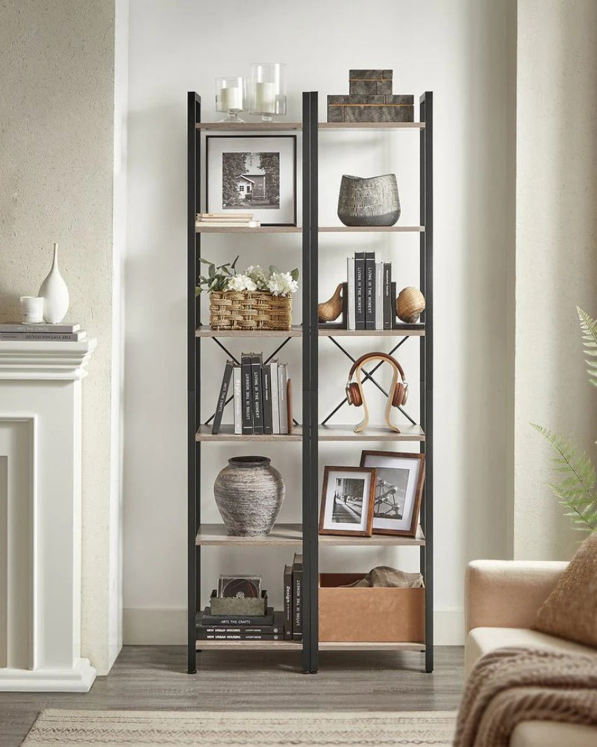 6 Tier Narrow Bookcase With Steel Frame Storage Shelf – product view 16 | Ridgefield Furniture