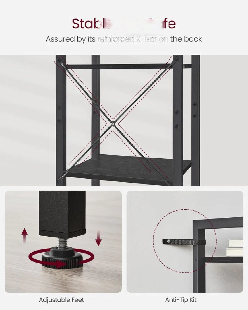 6 Tier Narrow Bookcase With Steel Frame Storage Shelf – product view 26 | Ridgefield Furniture