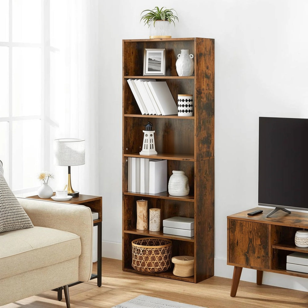 6 Tier Open Bookcase With Adjustable Storage Shelves – product view 3 | Ridgefield Furniture