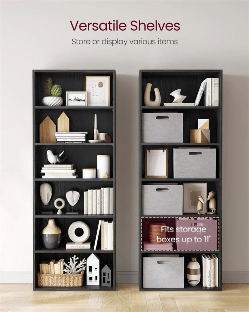 6 Tier Open Bookcase With Adjustable Storage Shelves – product view 11 | Ridgefield Furniture