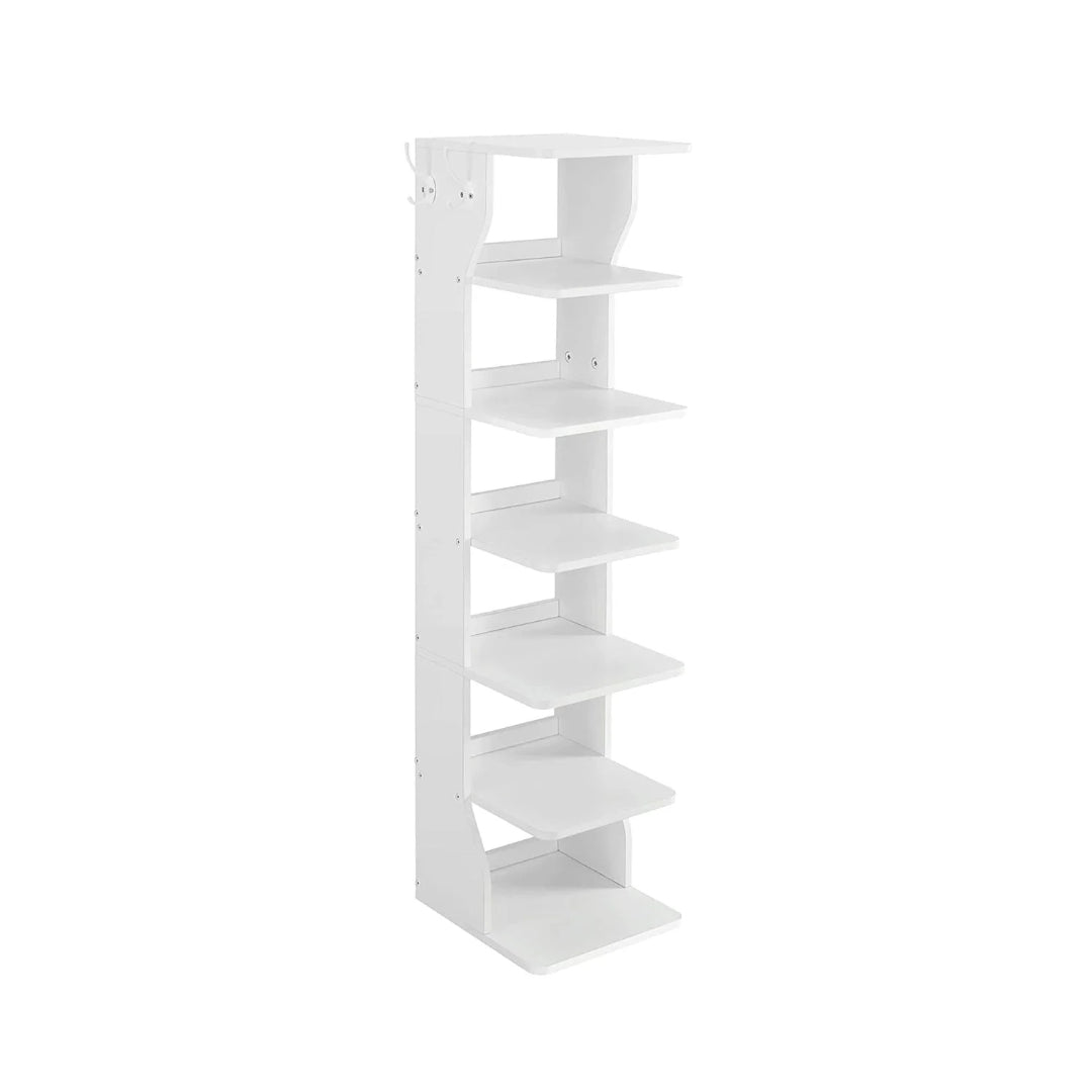 7 Tier Slim Shoe Rack With Hooks – product view 1 | Ridgefield Furniture