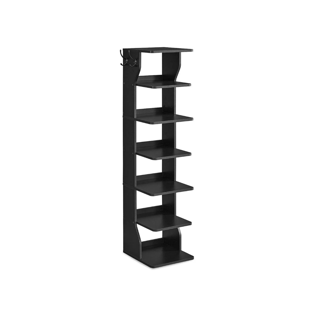 7 Tier Slim Shoe Rack With Hooks – product view 2 | Ridgefield Furniture