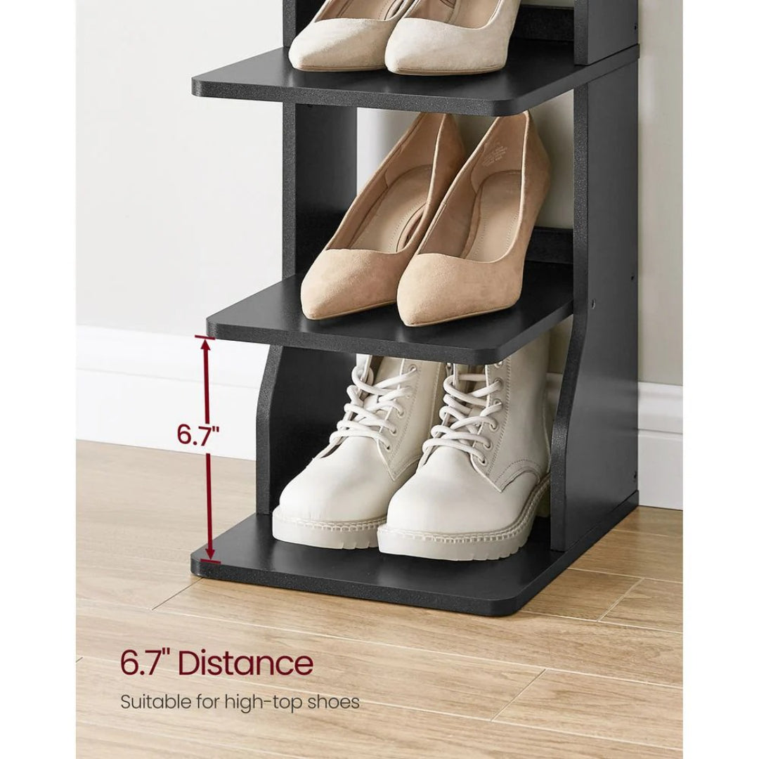 7 Tier Slim Shoe Rack With Hooks – product view 7 | Ridgefield Furniture