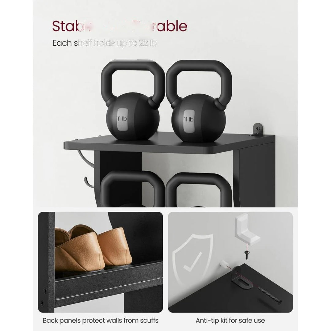 7 Tier Slim Shoe Rack With Hooks – product view 9 | Ridgefield Furniture