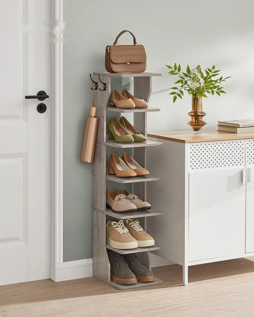 7 Tier Slim Shoe Rack With Hooks – product view 17 | Ridgefield Furniture