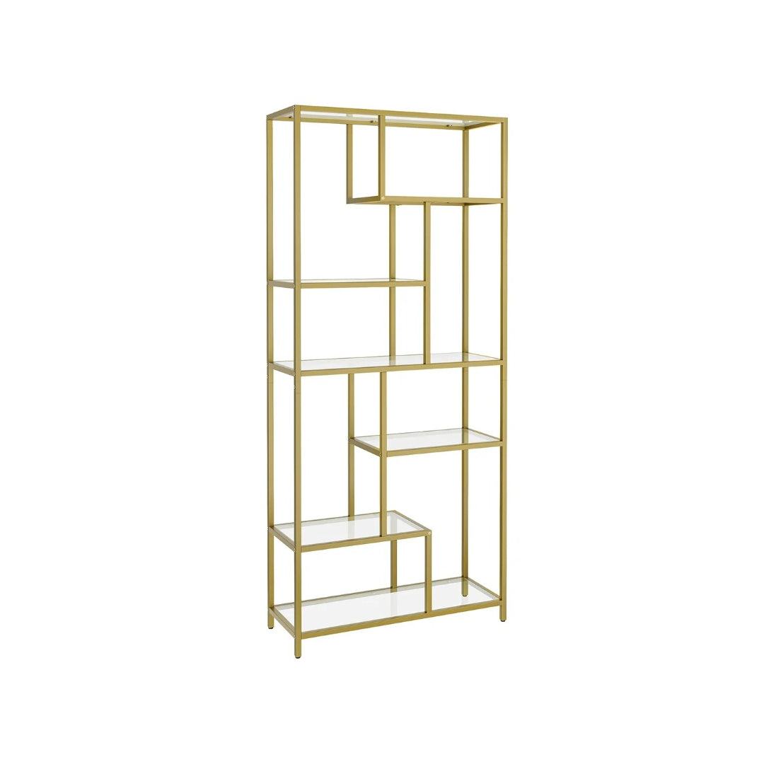 6 Tier Tall Bookshelf With Tempered Glass Shelves – product view 1 | Ridgefield Furniture