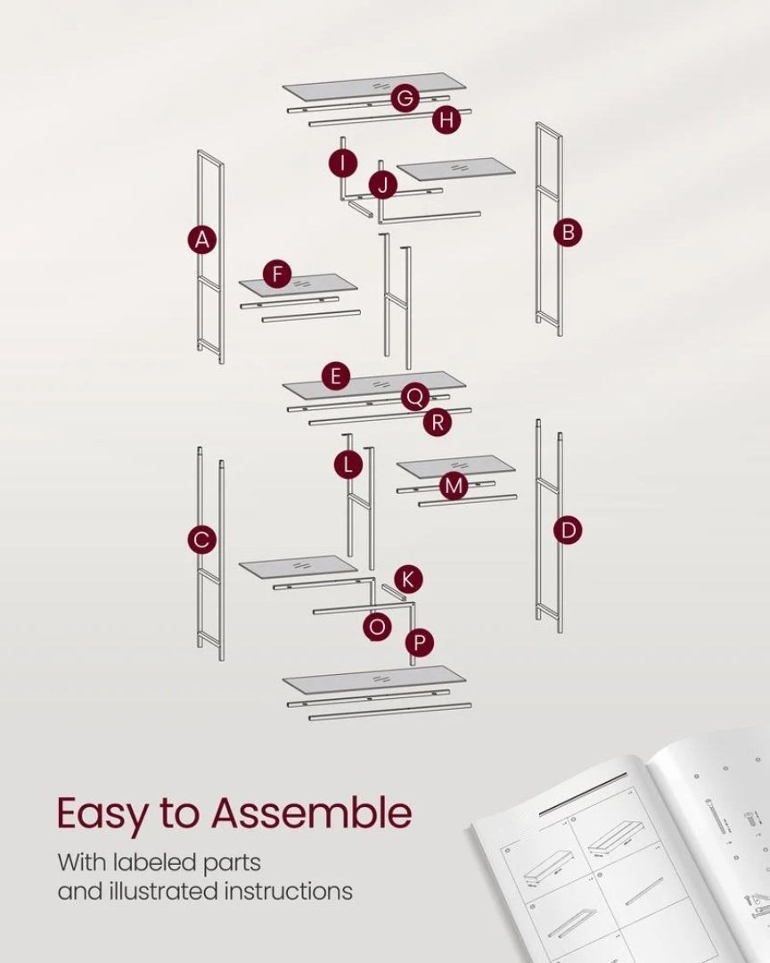 6 Tier Tall Bookshelf With Tempered Glass Shelves – product view 6 | Ridgefield Furniture