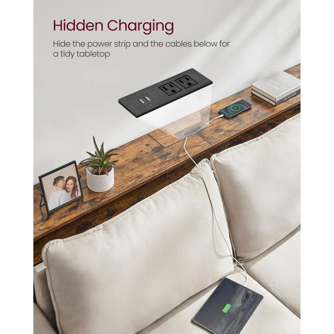 70-Inch Console Table with Charging Station and Storage Shelves – product view 6 | Ridgefield Furniture