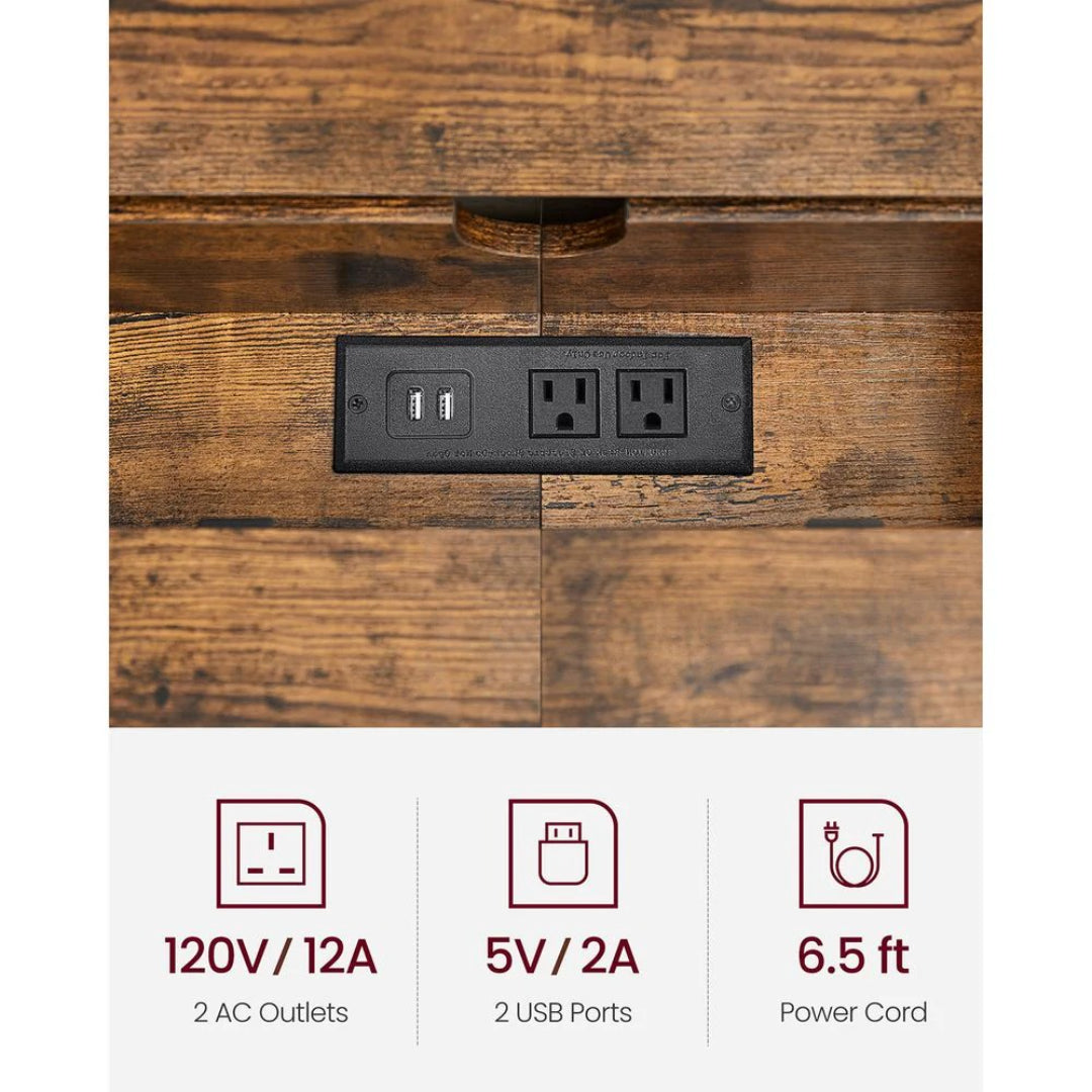70-Inch Console Table with Charging Station and Storage Shelves – product view 7 | Ridgefield Furniture