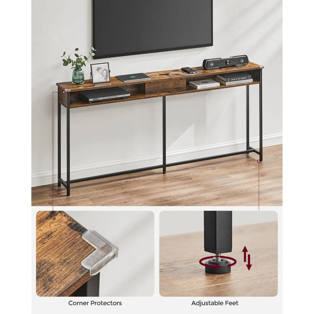 70-Inch Console Table with Charging Station and Storage Shelves – product view 10 | Ridgefield Furniture