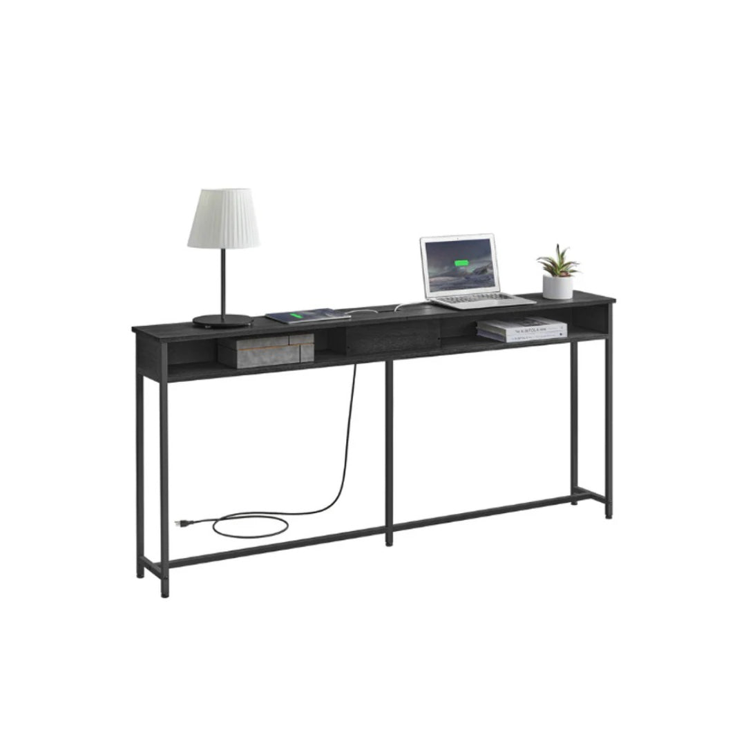 70-Inch Console Table with Charging Station and Storage Shelves – product view 11 | Ridgefield Furniture