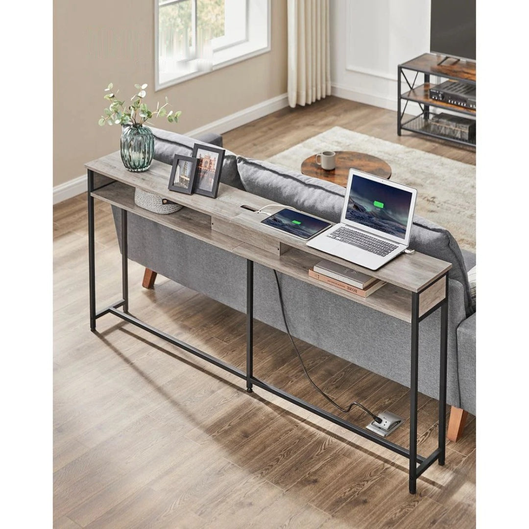 70-Inch Console Table with Charging Station and Storage Shelves – product view 19 | Ridgefield Furniture