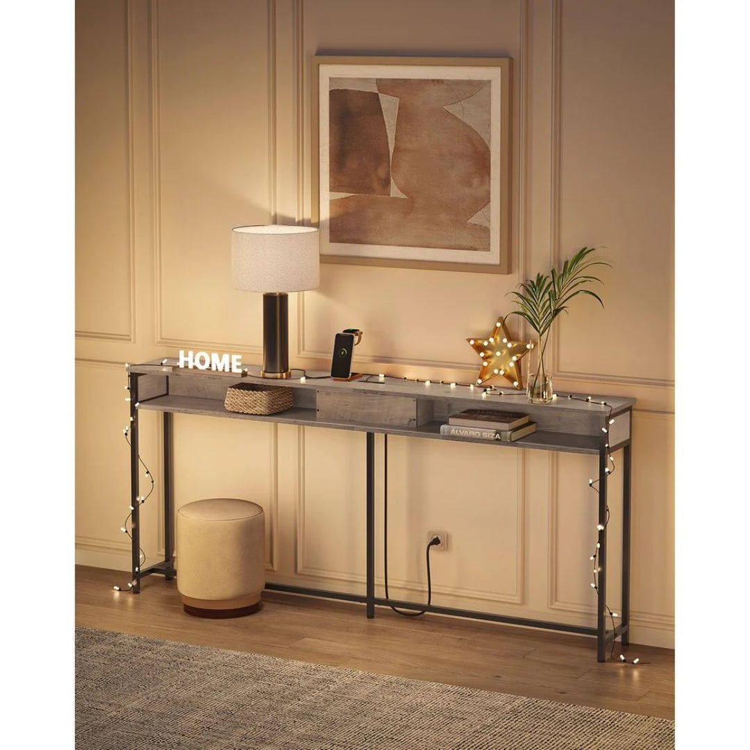 70-Inch Console Table with Charging Station and Storage Shelves – product view 20 | Ridgefield Furniture