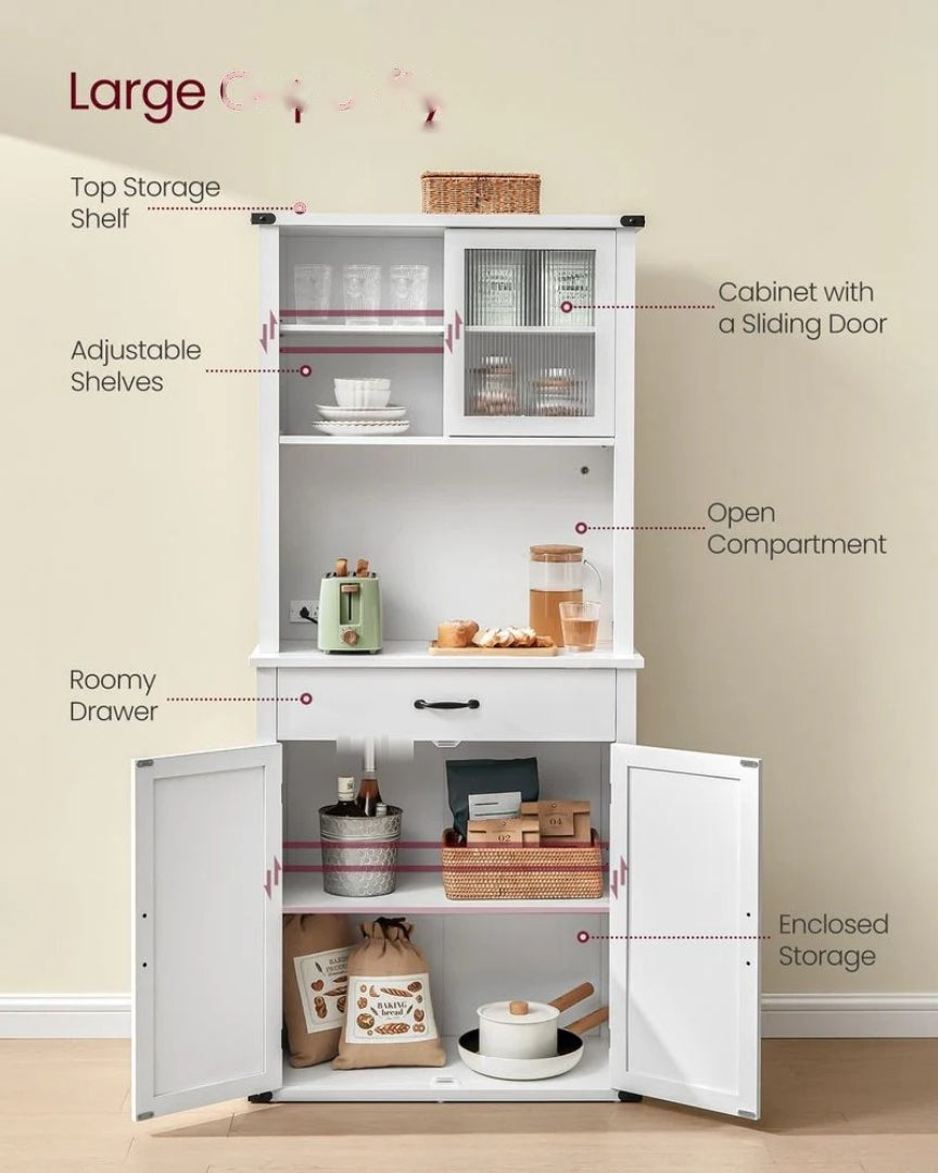 71-Inch Pantry Cabinet with Lights and Charging Station – product view 5 | Ridgefield Furniture