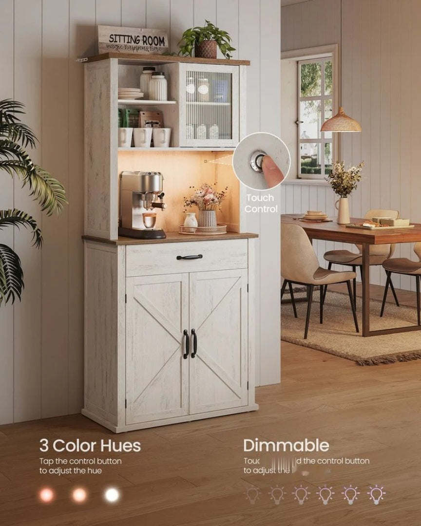71-Inch Pantry Cabinet with Lights and Charging Station – product view 12 | Ridgefield Furniture