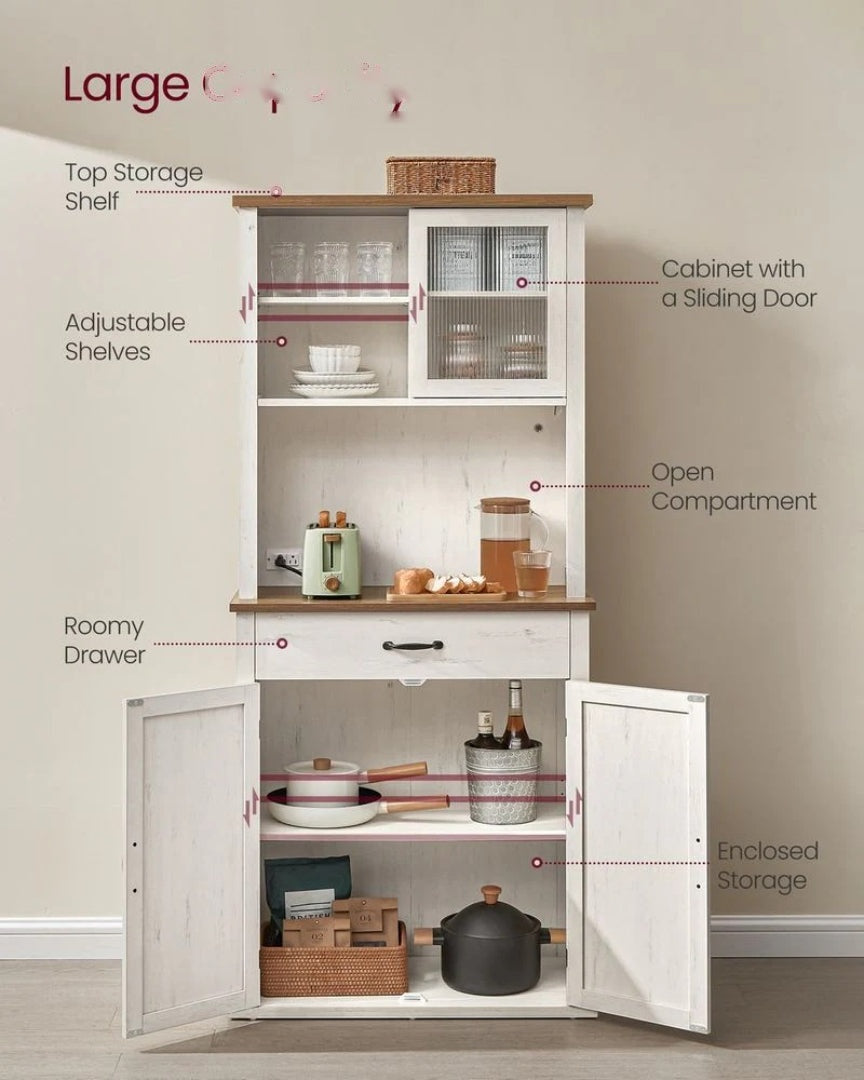 71-Inch Pantry Cabinet with Lights and Charging Station – product view 13 | Ridgefield Furniture