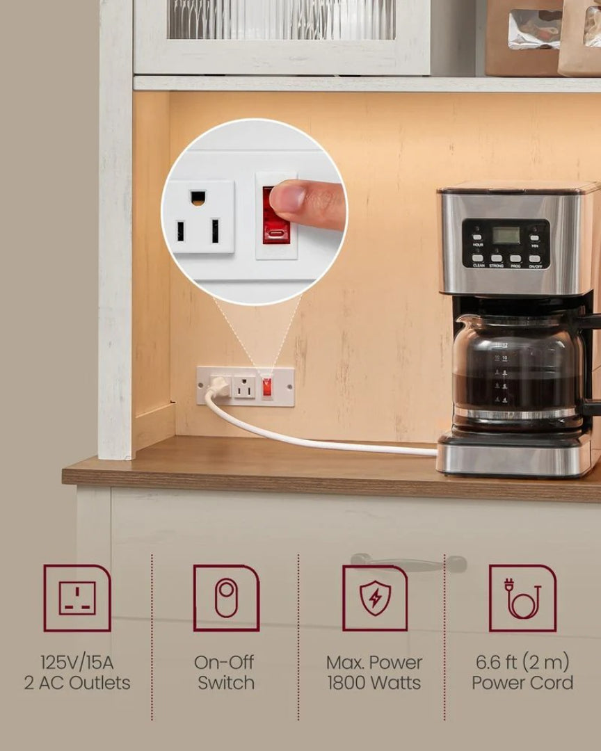 71-Inch Pantry Cabinet with Lights and Charging Station – product view 14 | Ridgefield Furniture
