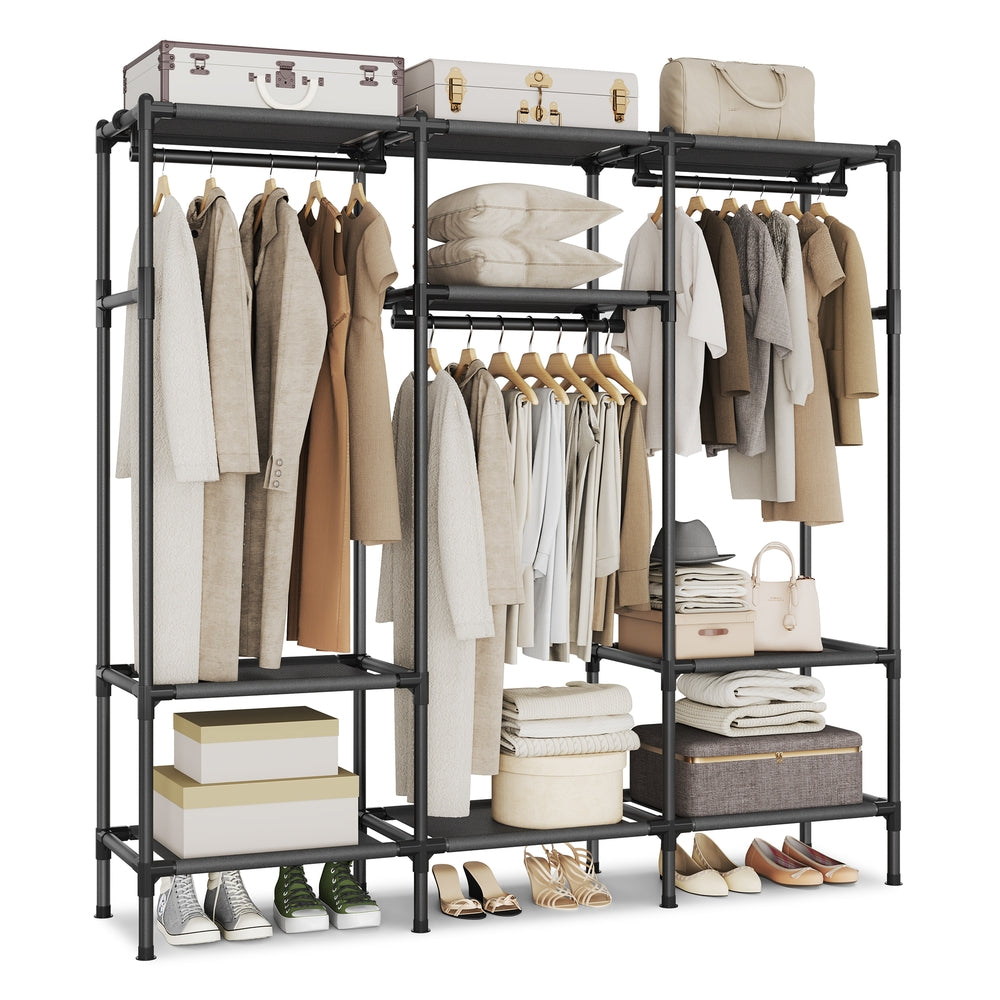 74.8” High Clothes Rack With Hanging Rails - product photo 01