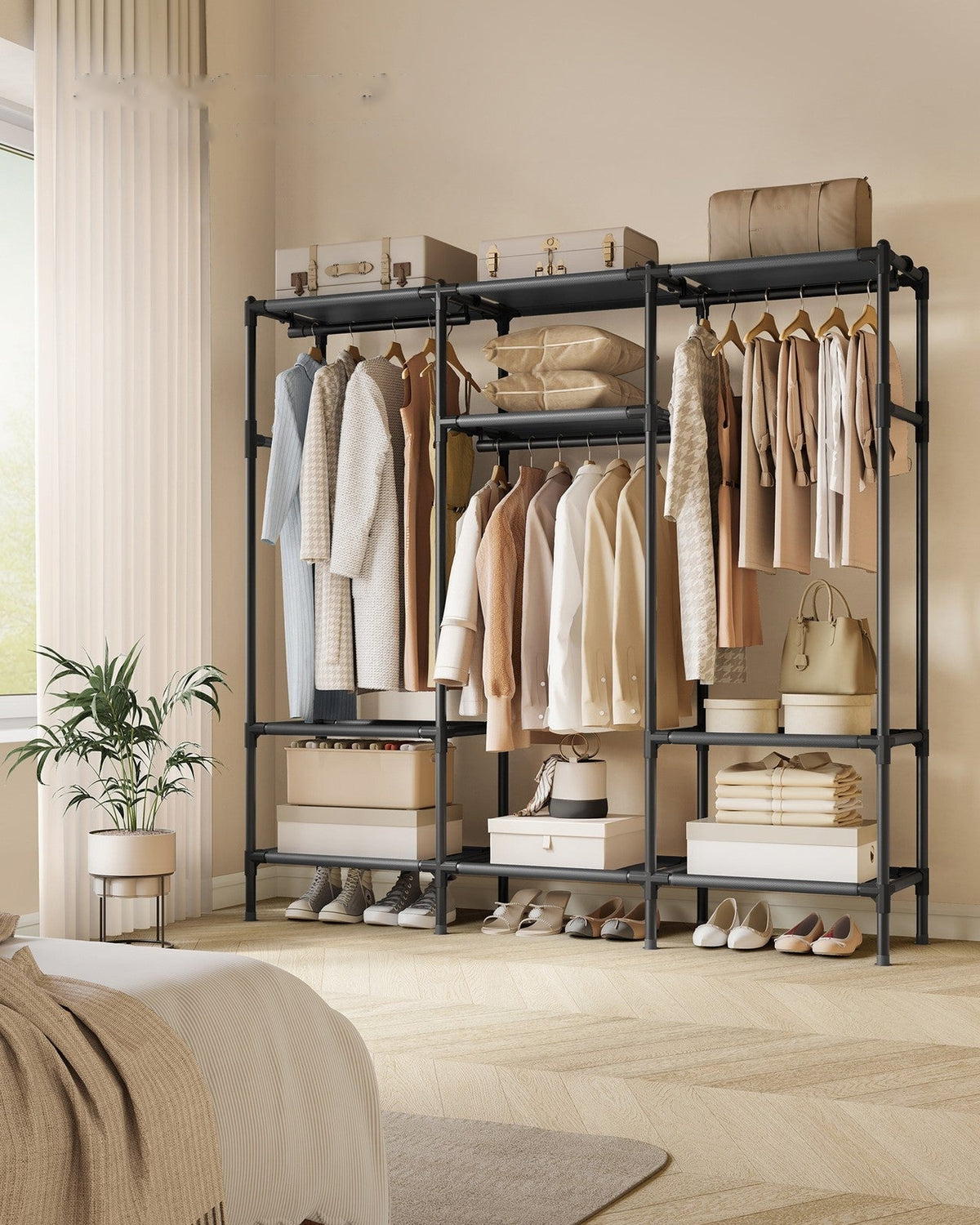 74.8” High Clothes Rack With Hanging Rails - product photo 08