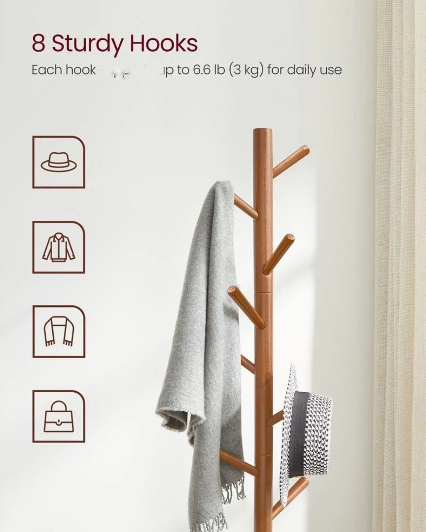 Solid Wood Coat Rack With 8 Hooks – product view 9 | Ridgefield Furniture