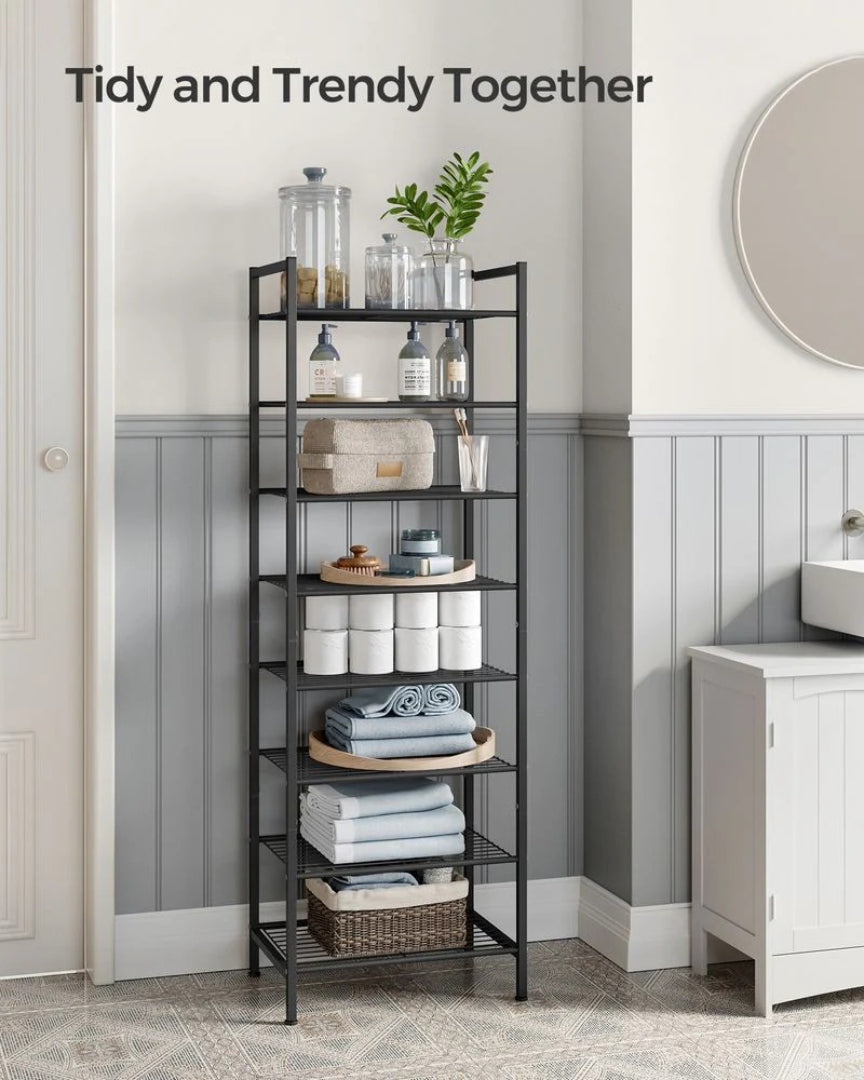 8 Tier Narrow Shoe Rack With Metal Shelves – product view 9 | Ridgefield Furniture