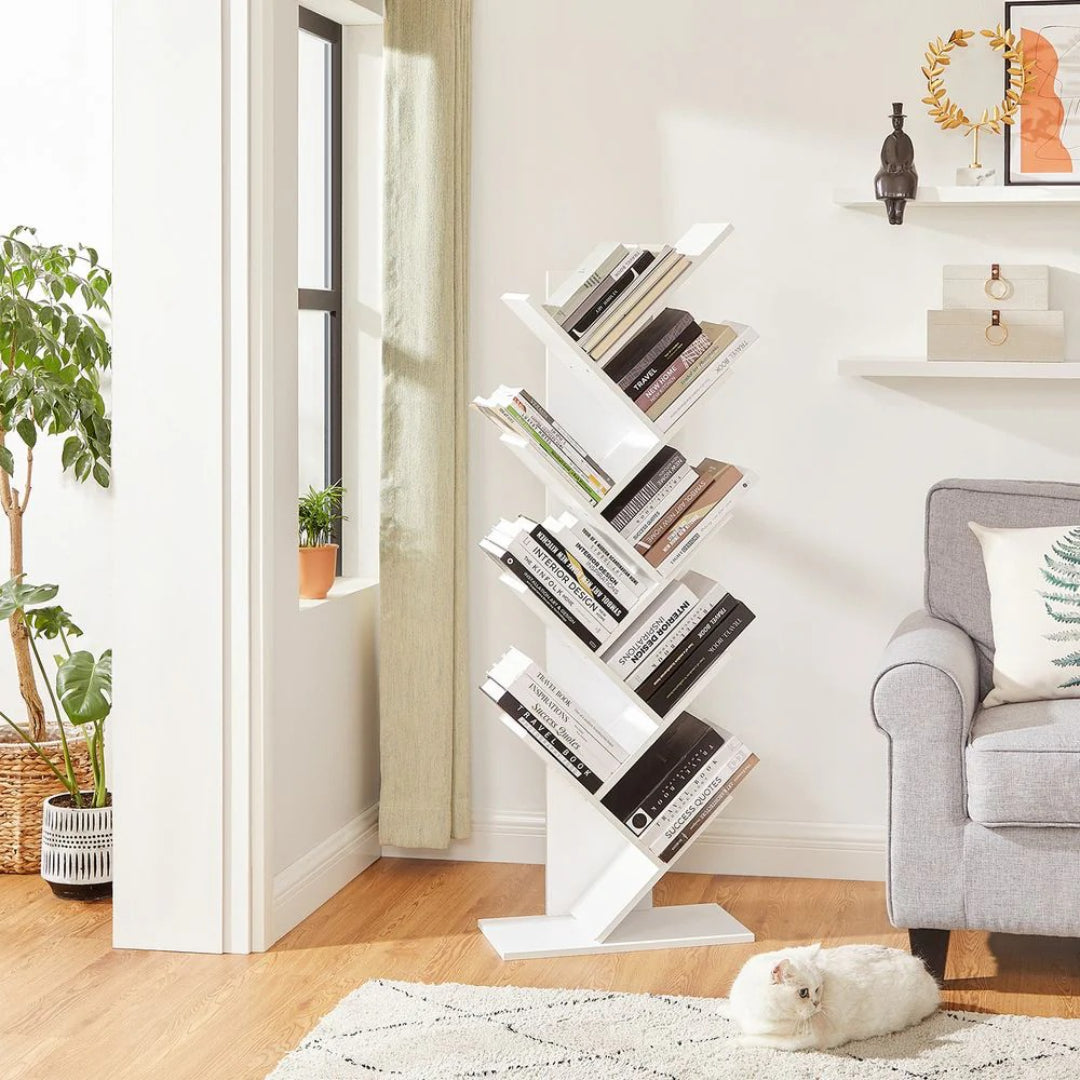 9 Tier Tree Bookshelf Space Saving Bookcase Storage Shelf – product view 6 | Ridgefield Furniture