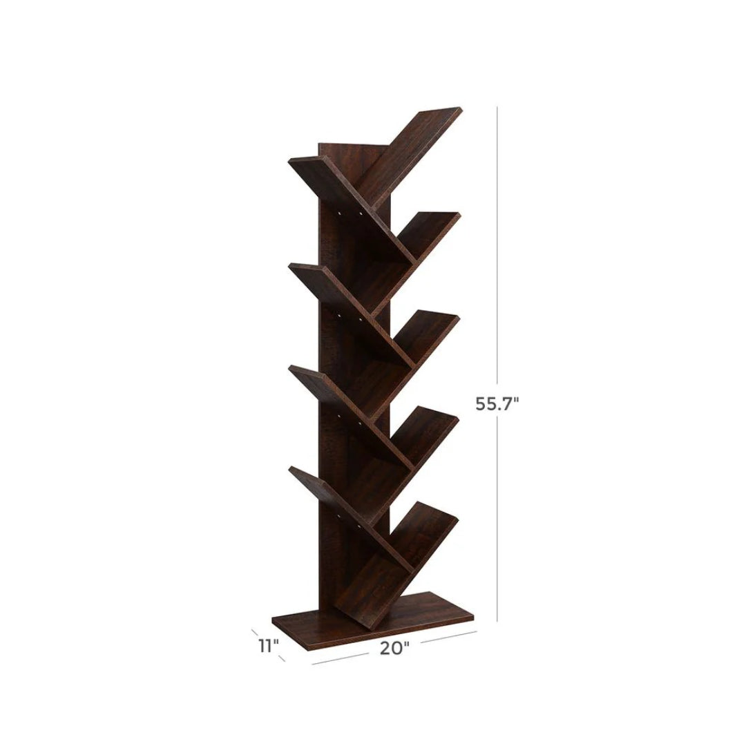 9 Tier Tree Bookshelf Space Saving Bookcase Storage Shelf – product view 16 | Ridgefield Furniture