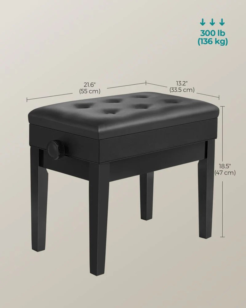 Adjustable Piano Bench With Storage Wooden Stool – product view 5 | Ridgefield Furniture