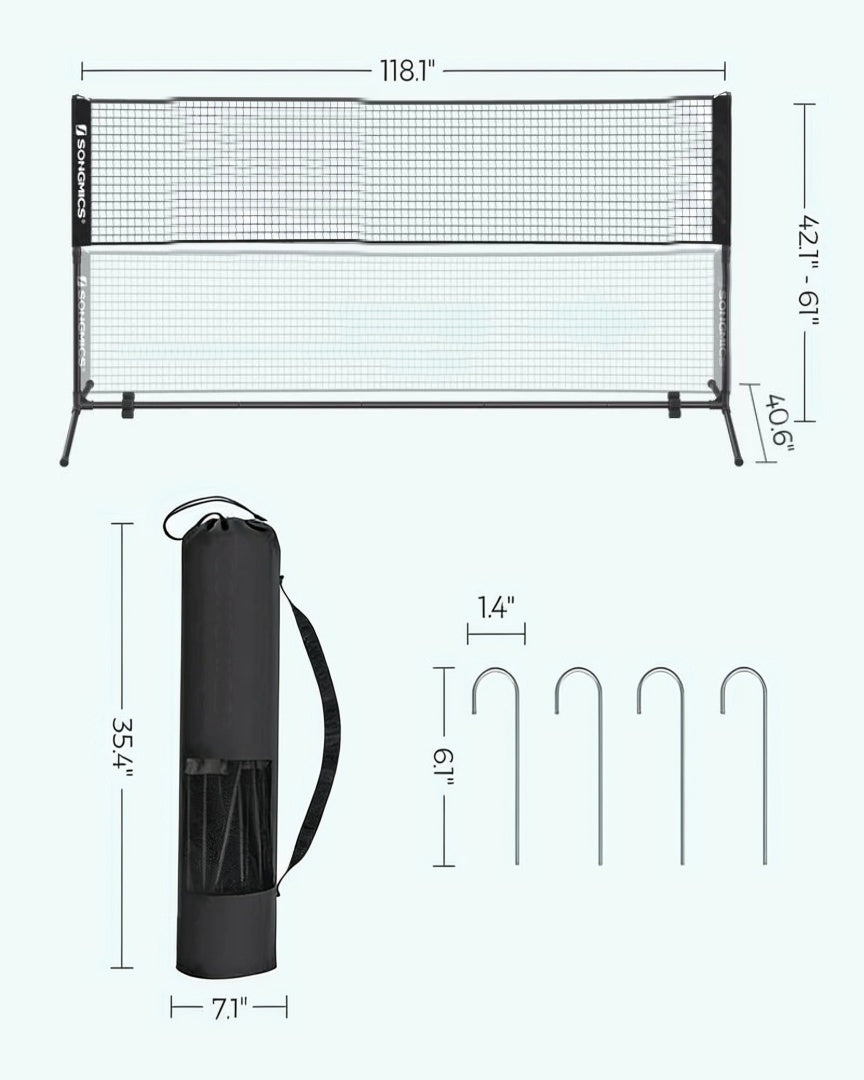 Badminton Net Portable Adjustable Height 35.4-61in Set – product view 9 | Ridgefield Furniture