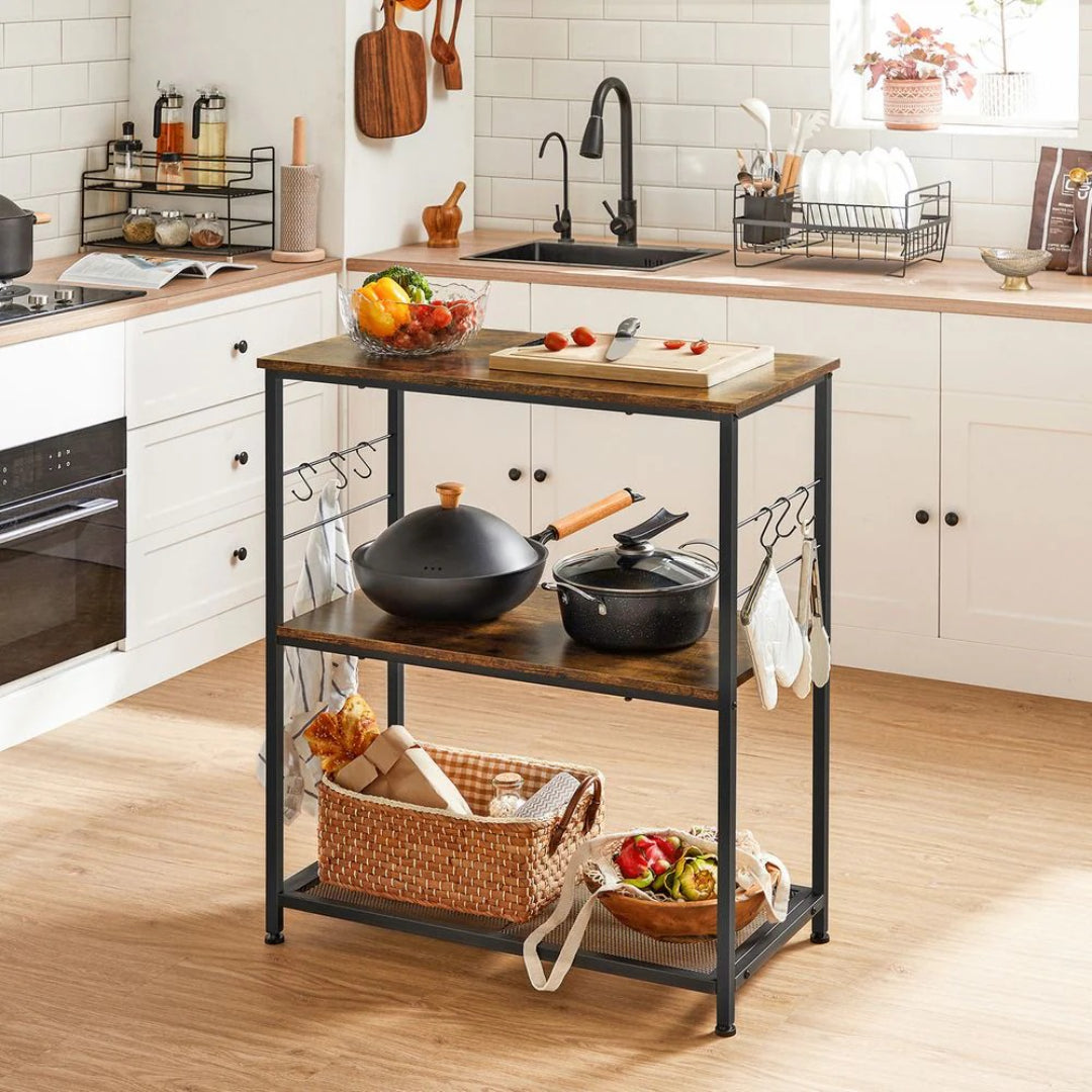 Baker’s Rack with 3 Shelves and Hooks – product view 3 | Ridgefield Furniture