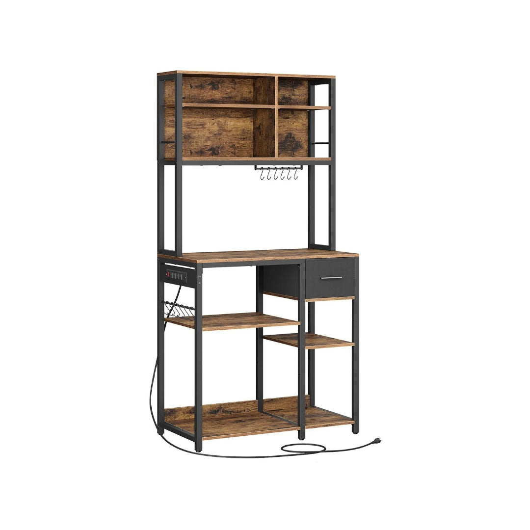 Baker’s Rack with Charging Station and Storage Shelves – product view 1 | Ridgefield Furniture