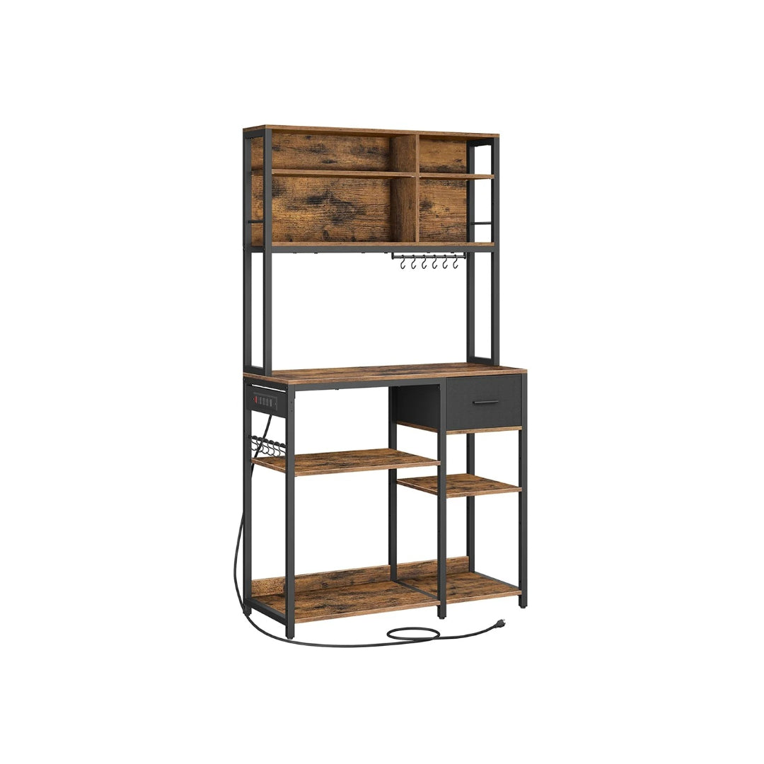 Baker’s Rack with Charging Station and Storage Shelves – product view 3 | Ridgefield Furniture