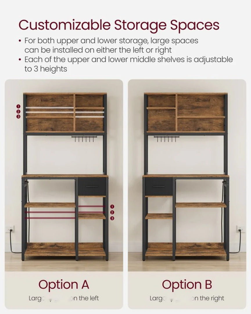 Baker’s Rack with Charging Station and Storage Shelves – product view 9 | Ridgefield Furniture
