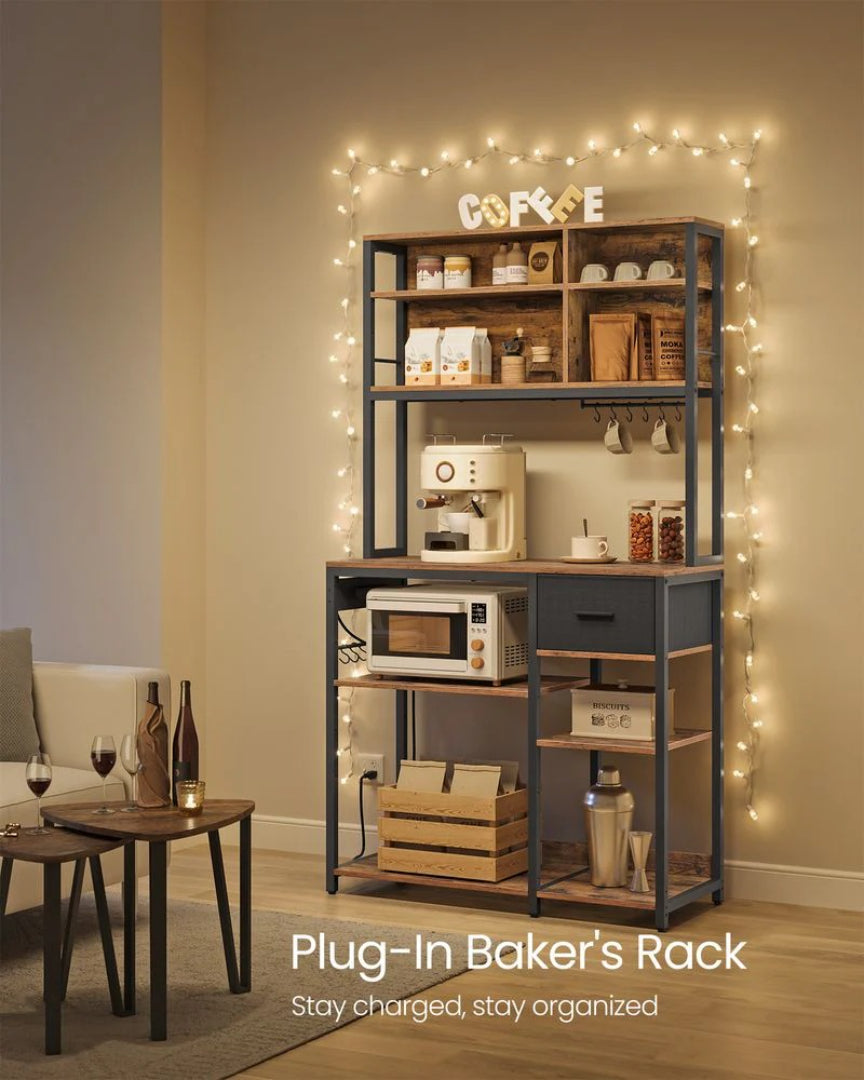 Baker’s Rack with Charging Station and Storage Shelves – product view 11 | Ridgefield Furniture