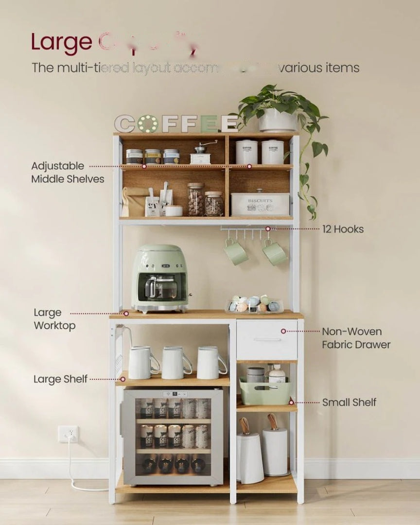 Baker’s Rack with Charging Station and Storage Shelves – product view 15 | Ridgefield Furniture