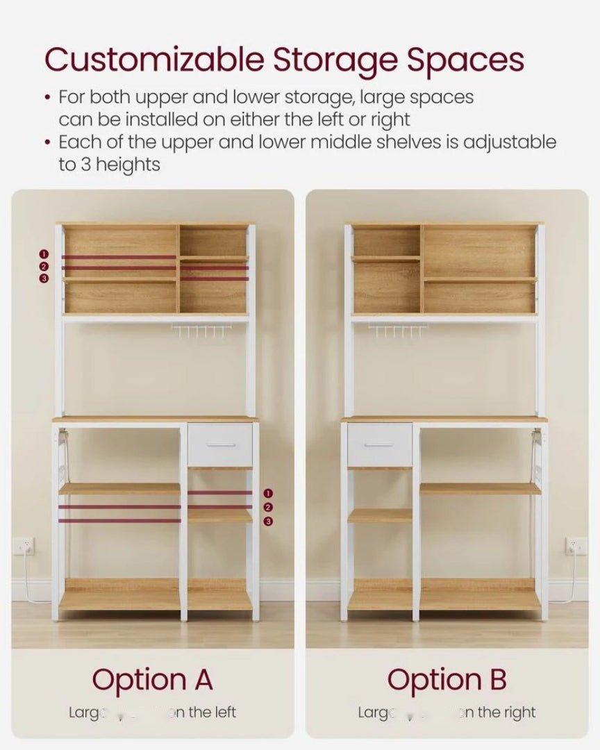 Baker’s Rack with Charging Station and Storage Shelves – product view 17 | Ridgefield Furniture