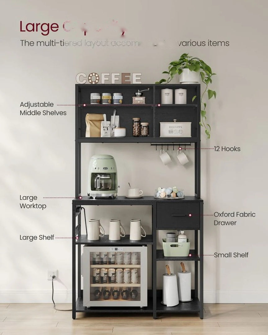 Baker’s Rack with Charging Station and Storage Shelves – product view 23 | Ridgefield Furniture