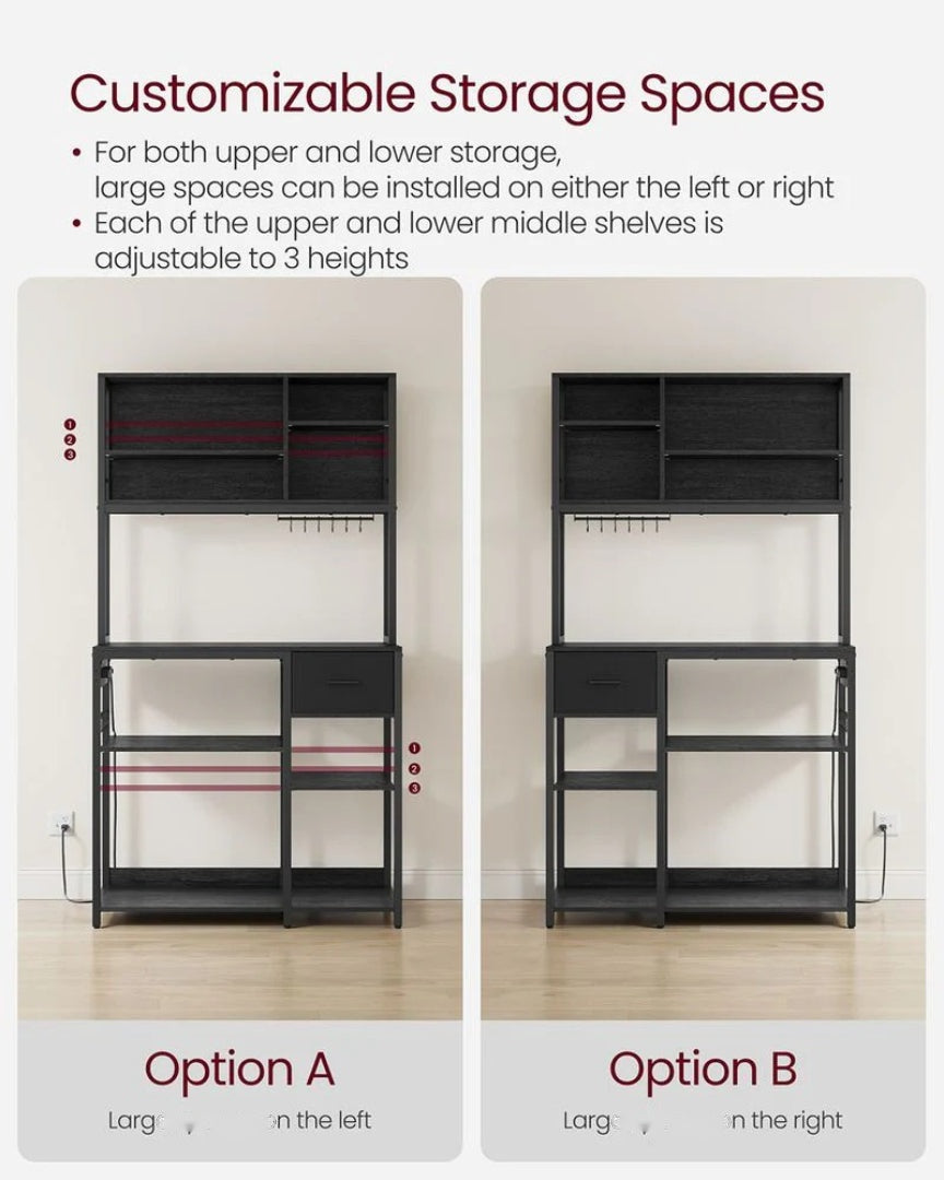Baker’s Rack with Charging Station and Storage Shelves – product view 25 | Ridgefield Furniture