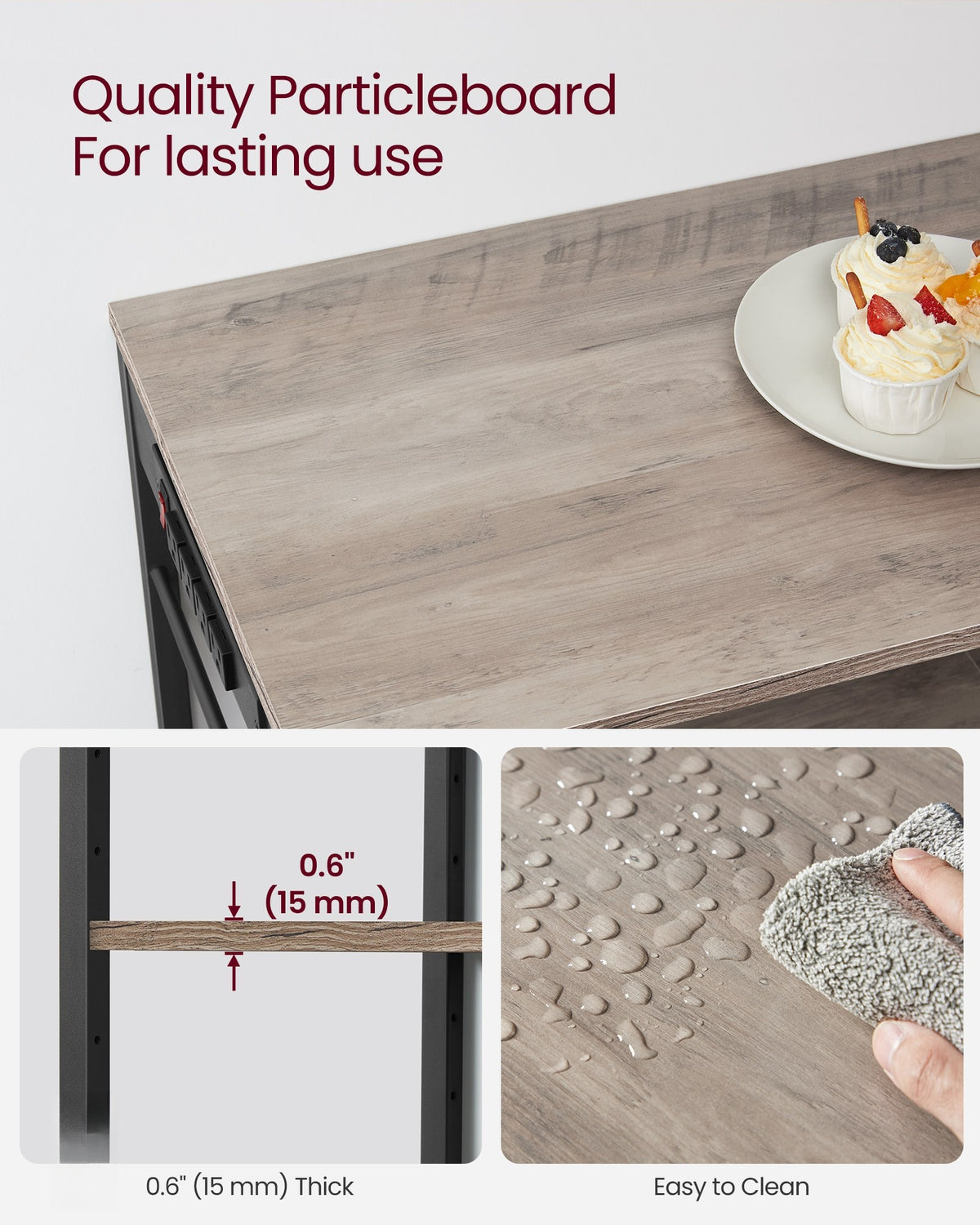 Bakers Rack With Charging Station And Adjustable Shelves, Kitchen Rack - product photo 49