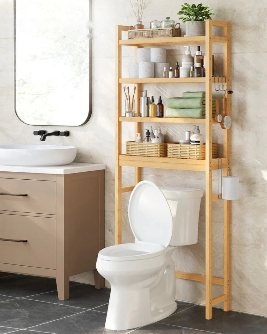 Bamboo Over Toilet Bathroom Organizer 3 Or 4 Tier Shelf – product view 18 | Ridgefield Furniture