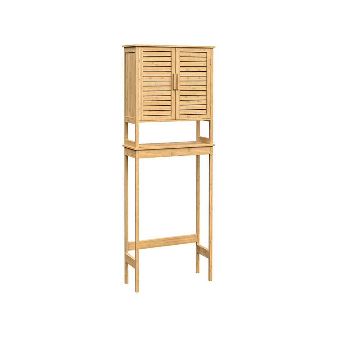 Bamboo Over Toilet Storage Cabinet With Doors And Shelf – product view 2 | Ridgefield Furniture