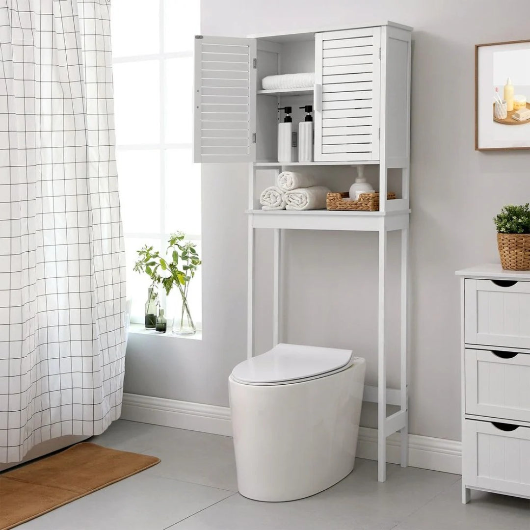 Bamboo Over Toilet Storage Cabinet With Doors And Shelf – product view 4 | Ridgefield Furniture