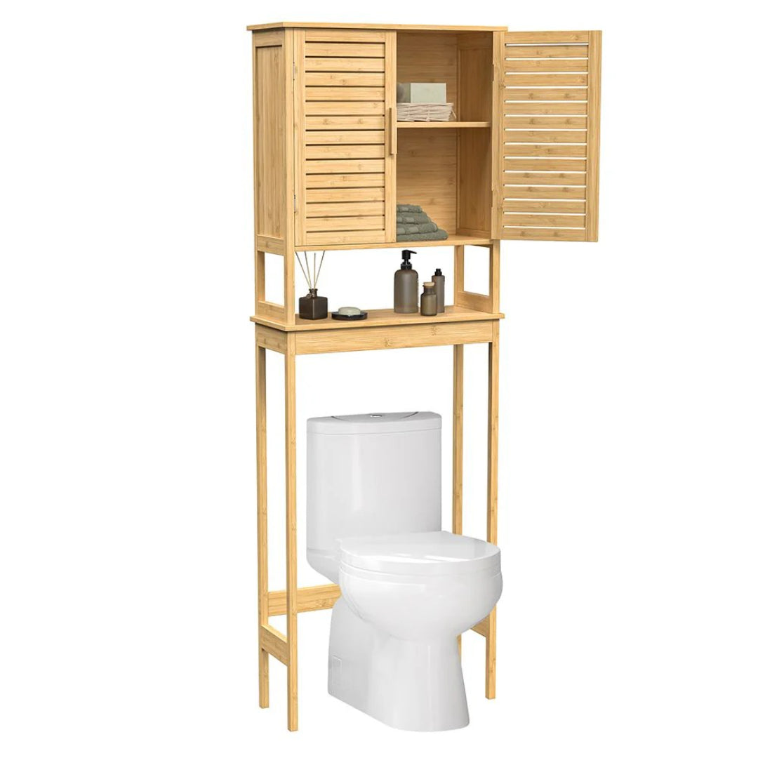 Bamboo Over Toilet Storage Cabinet With Doors And Shelf – product view 13 | Ridgefield Furniture